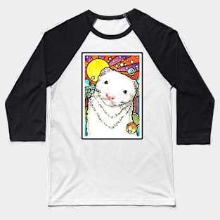 Happy Sunny Ferret - Black Outline Version Baseball T-Shirt